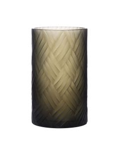 Luxor Cylinder Sculpté vert gris h20 d15cm