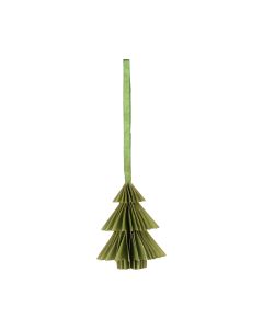 X Mas Triangle Decorative paper ornament groen 8cm