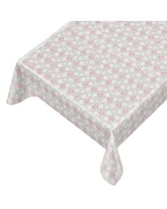 Mini Blumen Wachstuch Spitzenoptik Weiss-Rosa Verpackt 137cmx220cm