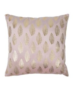 Cushion velvet soft pink print leaf gold 45 x 45 cm
