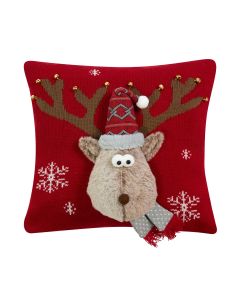 Knitted Rudolf kussen rood 40x40cm 