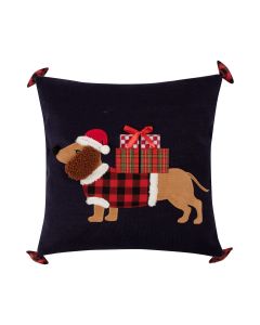 Hond kussen met tassels blue 40x40cm