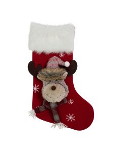 Knitted Rudolf x mas sock red 25x46 cm 