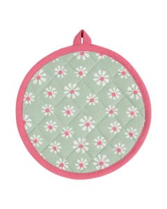 Daisy flowers Potholder green round 20cm 