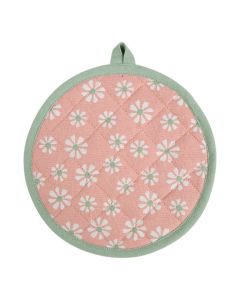 Daisy Flowers Pannenlap Onderzetter rond roze 20cm 