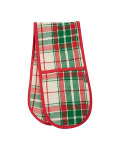 Jingle Christmas Double Oven Mitt beige green red 18x85cm 