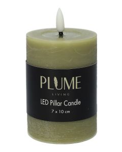 Pillar LED candle Lumina Touch d7xh10 rustic green