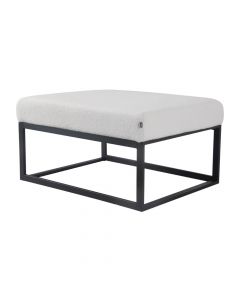 Pouf Hocker footstool side table teddy fabric white 75cm Otto