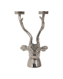 Candle Holder deer head silver 37x24cm