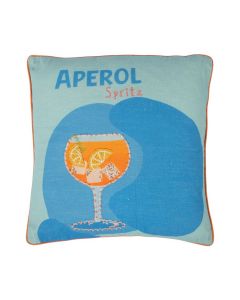 Coussin Artisan Aperol spritz bleu 45x45cm