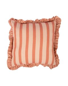 Coussin Artisan volantss rayures orange 45x45cm