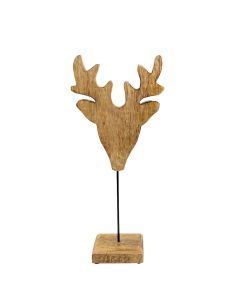 cerf debout bois de mangue h41 d18x10cm