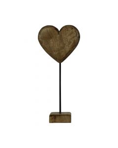 staand hart mango hout h45 d23x10cm
