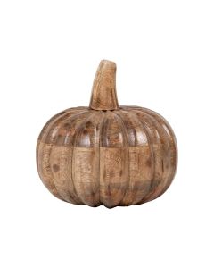 Decoratie Pompoen mango hout h15 d15cm
