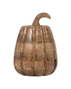 Decoratie Pompoen mango hout h18 d28cm
