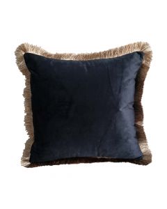 cushion velvet golden fringes navy 45x45cm*