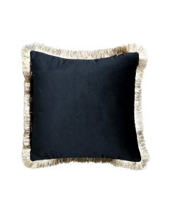 cushion velvet golden fringes black 45x45cm*