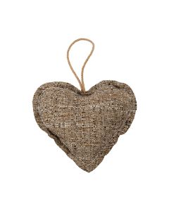 Decoration Hanger heart bouclé taupe 16cm