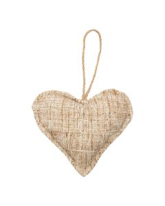 Decoration Hanger heart bouclé beige 16cm