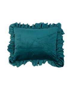 cushion velvet wrinkle petrol 35x45cm