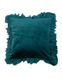 cushion velvet wrinkle petrol 45x45cm