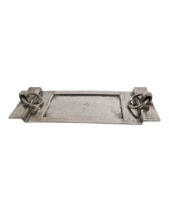 Plateau de service avec poignées en fer argenté h6 46,5x18,5