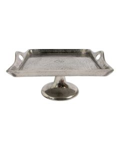 Plateau de service sur pied argenté h20 34,5x34,5