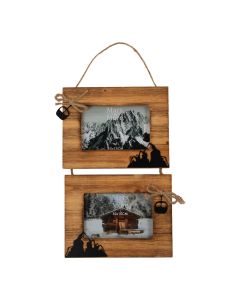 Fotolijst van hout met ski horizontaal 2 10x15 35x22x1,5cm