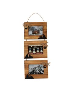 Fotolijst van hout met ski horizontaal 3 10x15 53,5x22x1,5cm