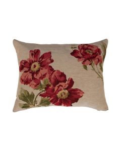 coussin gobelin pivoine rouge 30x45cm