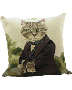 gobelin coussin chat comte 45x45cm