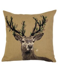 gobelin cushion leaves antler flower white 45x45cm