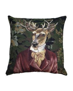 gobelin coussin baron cerf bordeaux 45x45cm