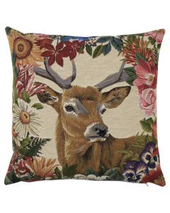 gobelin kussen bloemen gaffelhert 45x45cm