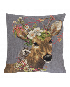 gobelin kussen bloemen klein hert 45x45cm