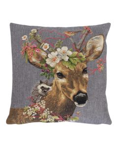 gobelin kussen bloemen klein hert 45x45cm