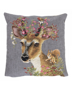 gobelin kussen bloemen ree 45x45cm