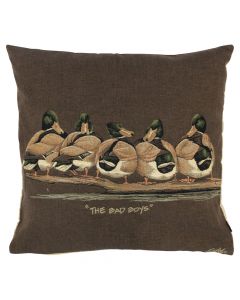 gobelin coussin canards brun bad boys 45x45cm