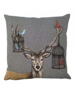 gobelin kussen funky deer vogelkooi 45x45cm