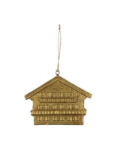 hanging decoration iron chalet b gold 16cm
