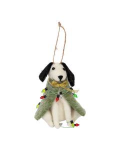 Hangende Decoratie kerst hond met lampjes 13x7x12cm