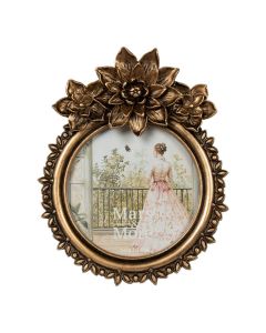 Picture Frame round flower resin gold 14x2.7x17cm