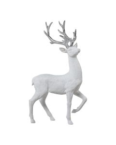 Decoratie Hert wit zilver 21,8x12,2x39cm
