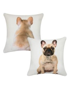 canvas kussen franse bulldog blond dubbelzijdig 33x33cm