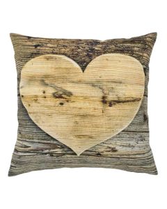 toile coussin coeur bois 50x50cm*