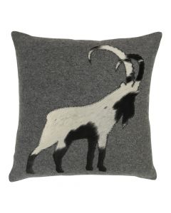 wolle grau kissen steinbock 45x45cm