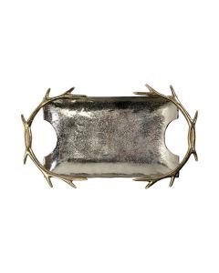 Dienblad gewei goud zilver 5x43x30cm