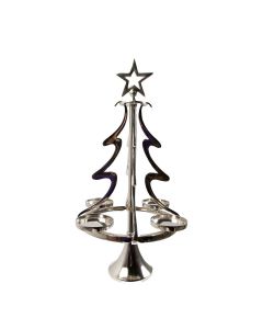 Candle Holder xmas tree silver h55 d27cm