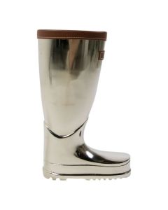 Umbrella Holder leather silver h45cm