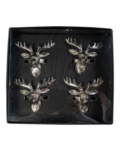 Napkin Ring deer silver 6x7x6cm (set of 4)